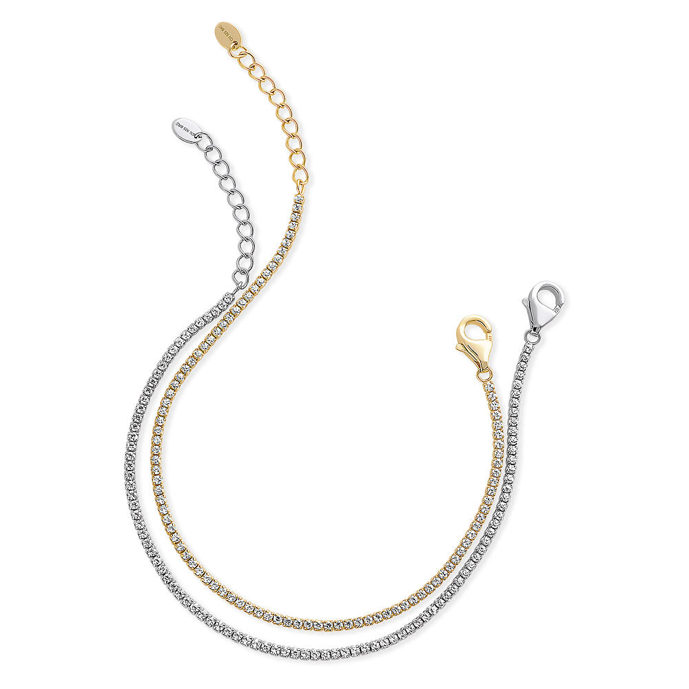 CZ Tennis Bracelet Set in Gold Flashed Sterling Silver, 2-Piece Style 1