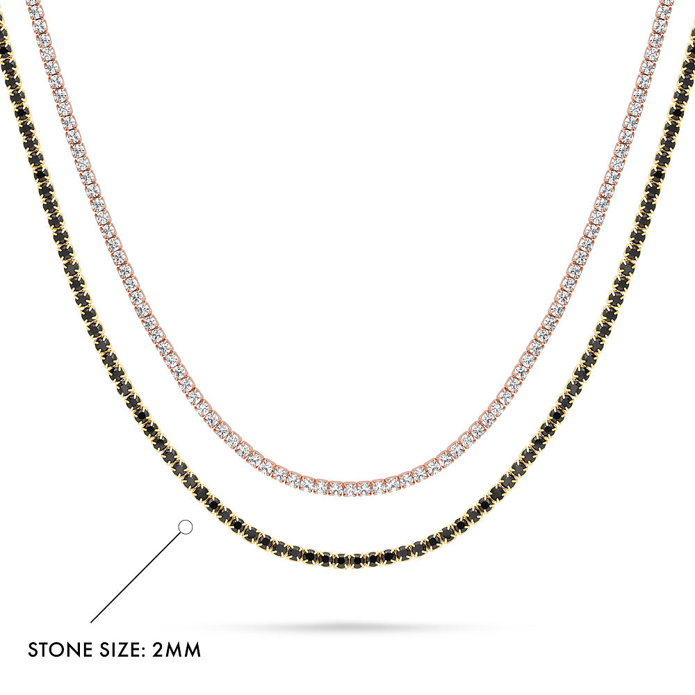 Front view of CZ Layered Tennis Choker Set in Gold Flashed Sterling Silver, 2-Piece Style 6