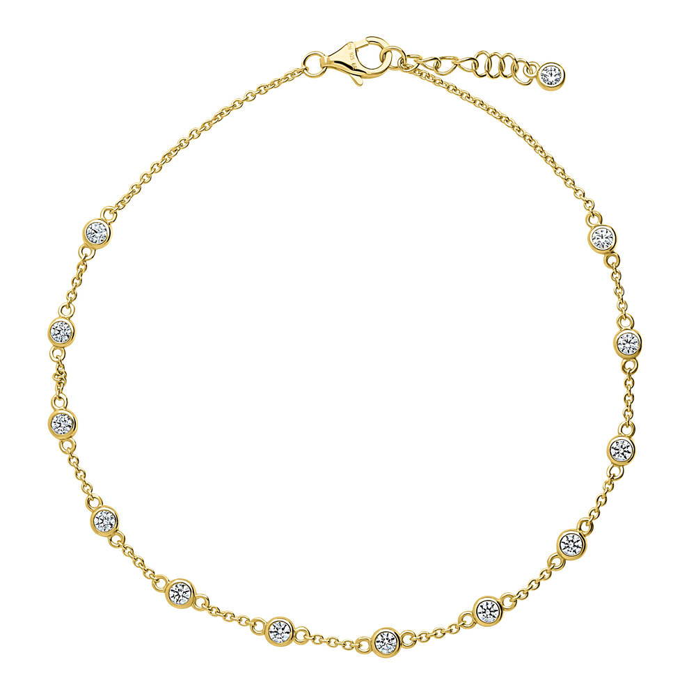 CZ by the Yard Station Anklet in Gold Flashed Sterling Silver