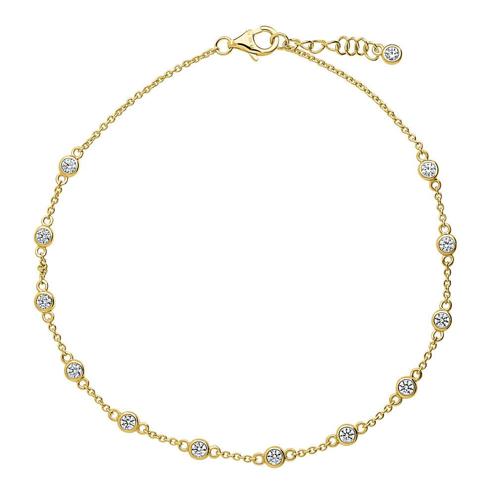 Station CZ Station Anklet in Gold Flashed Sterling Silver