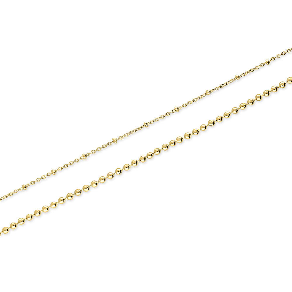 Front view of Double Strand Bead Chain Anklet Ankle Bracelet in Base Metal, Gold-Tone