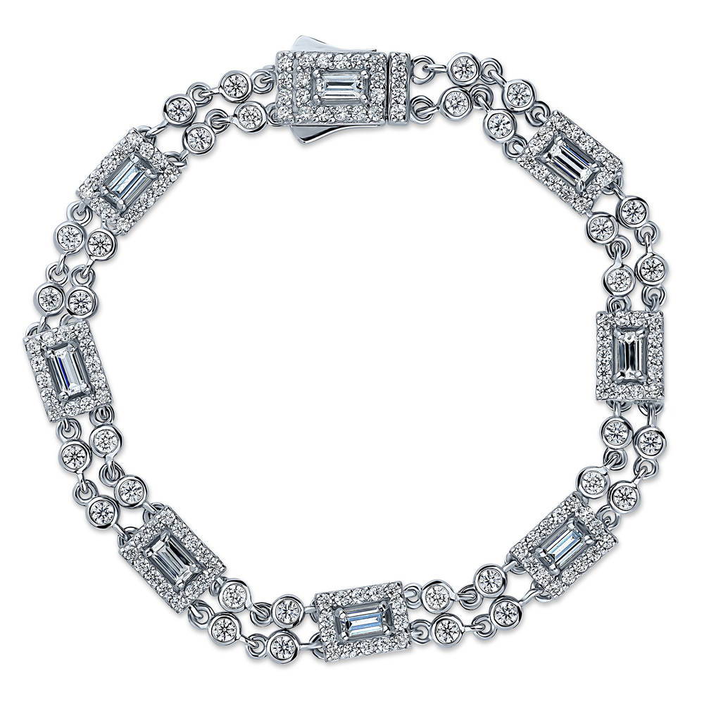 Art Deco CZ Chain Bracelet in Sterling Silver