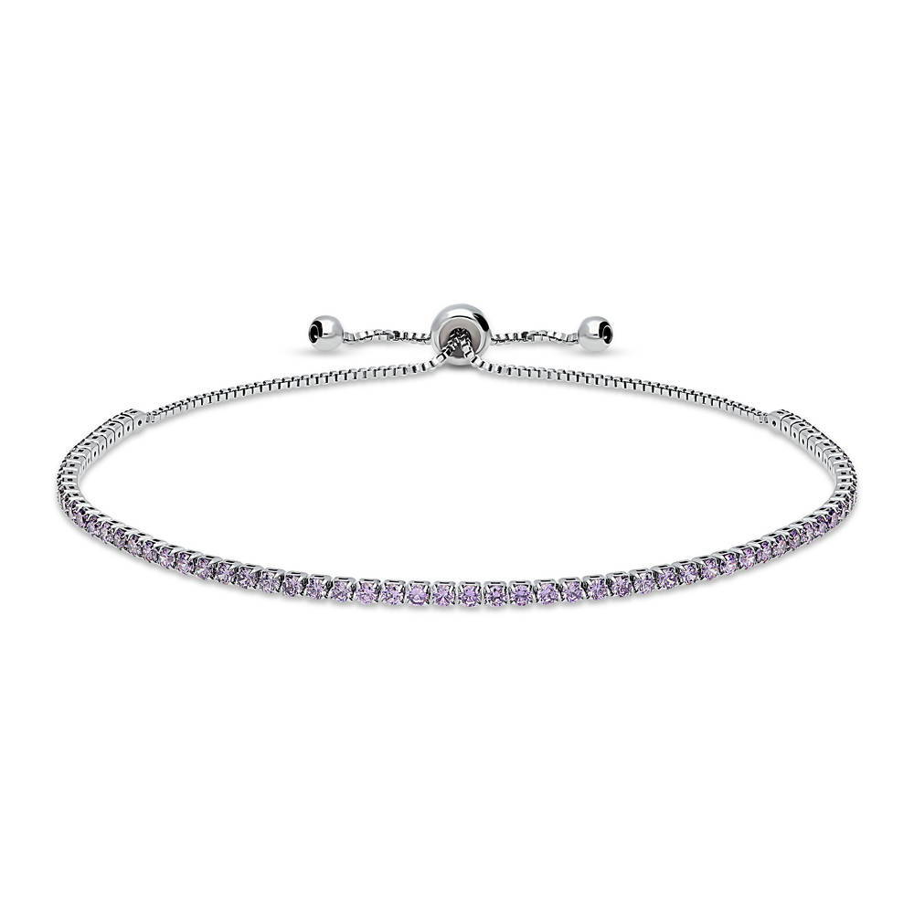 CZ Tennis Bracelet Gold Flashed, Purple Color