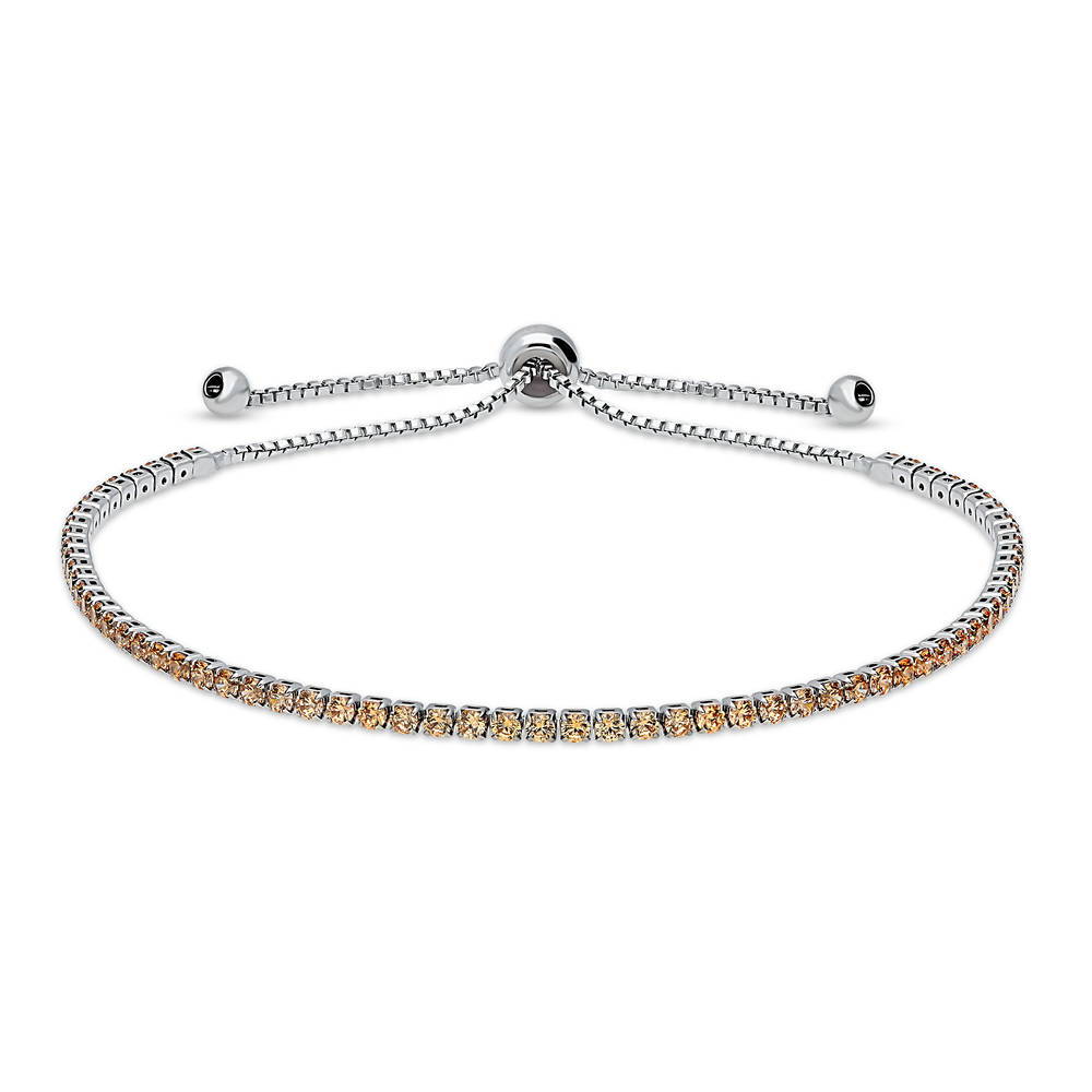 CZ Tennis Bracelet Gold Flashed, Champagne Color