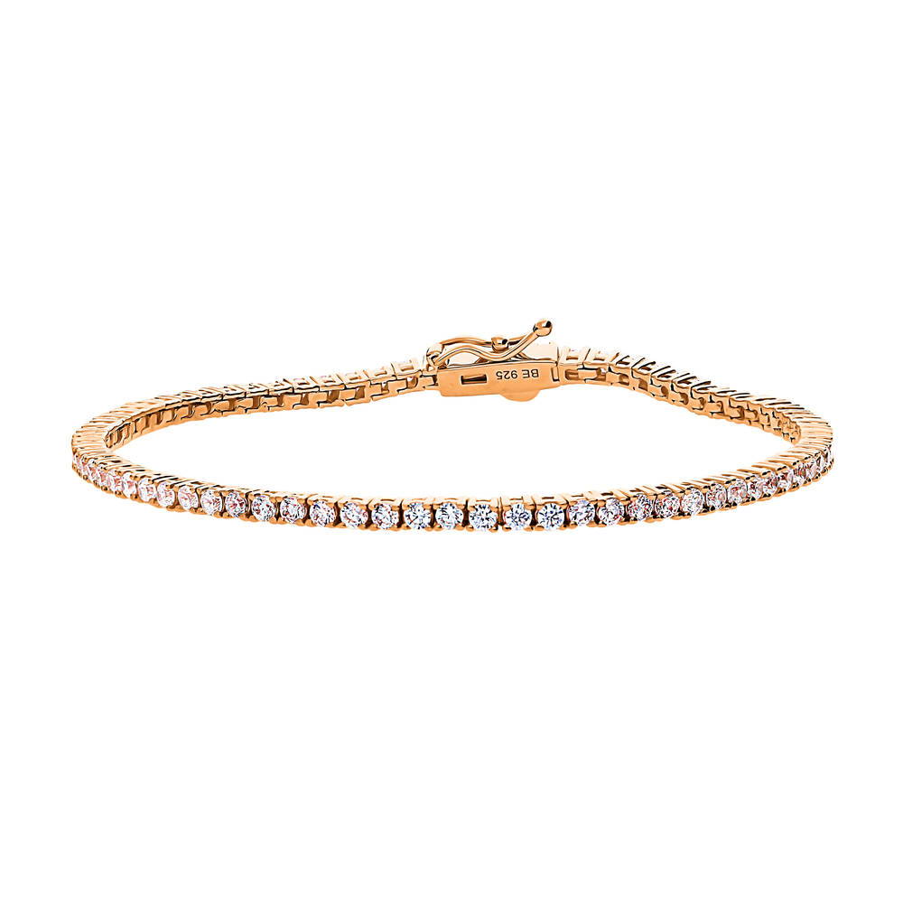 CZ Statement Tennis Bracelet in Rose Gold Flashed Sterling Silver