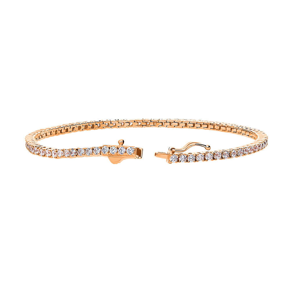 CZ Statement Tennis Bracelet in Rose Gold Flashed Sterling Silver