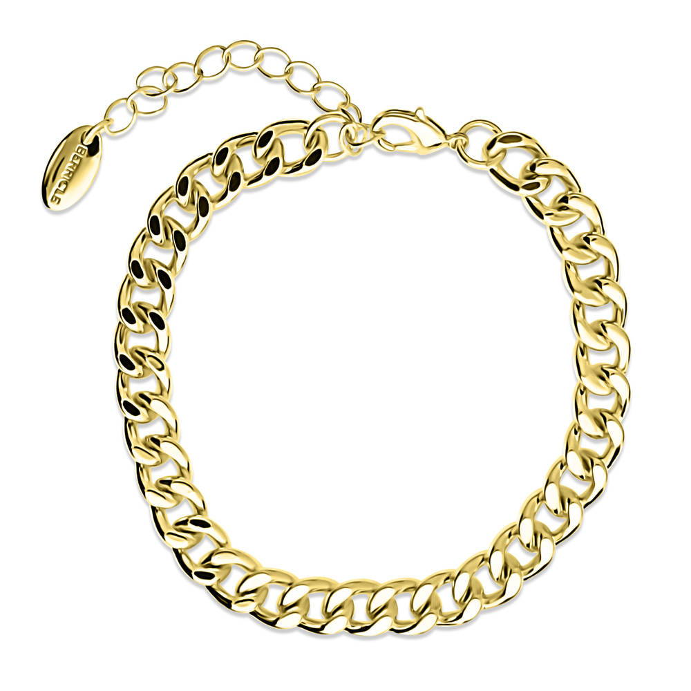 Statement Lightweight Curb Chain Bracelet in Gold-Tone 7mm
