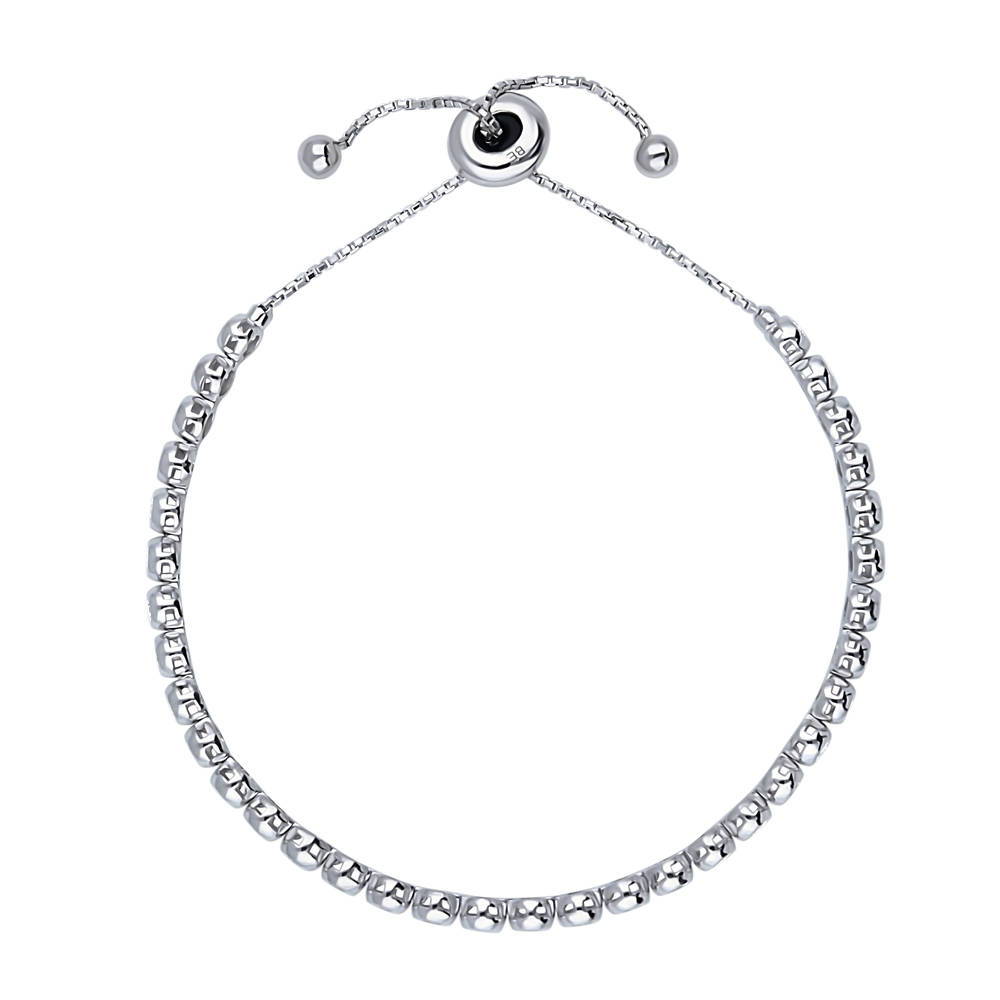 Bubble Bar Bezel Set CZ Statement Tennis Bracelet in Sterling Silver