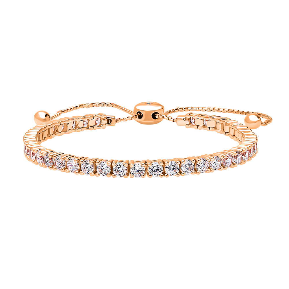Bar CZ Statement Tennis Bracelet in Rose Gold Flashed Sterling Silver
