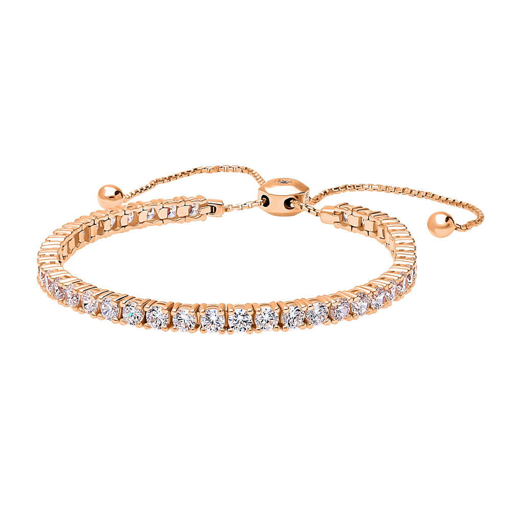 Bar CZ Statement Tennis Bracelet in Rose Gold Flashed Sterling Silver