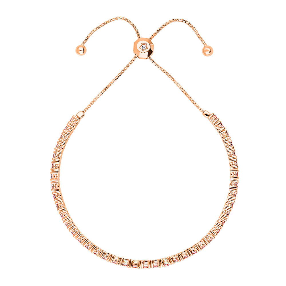 Bar CZ Statement Tennis Bracelet in Rose Gold Flashed Sterling Silver
