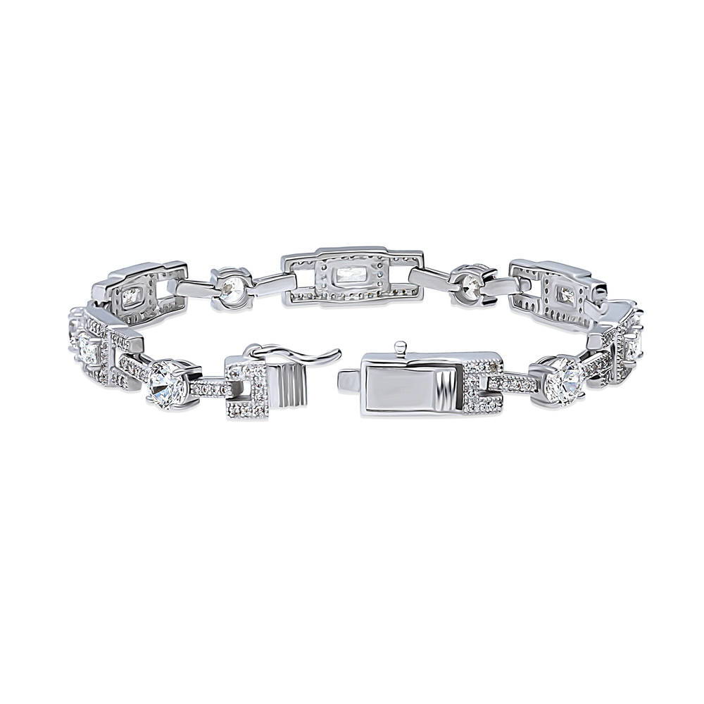 Art Deco CZ Chain Bracelet in Sterling Silver