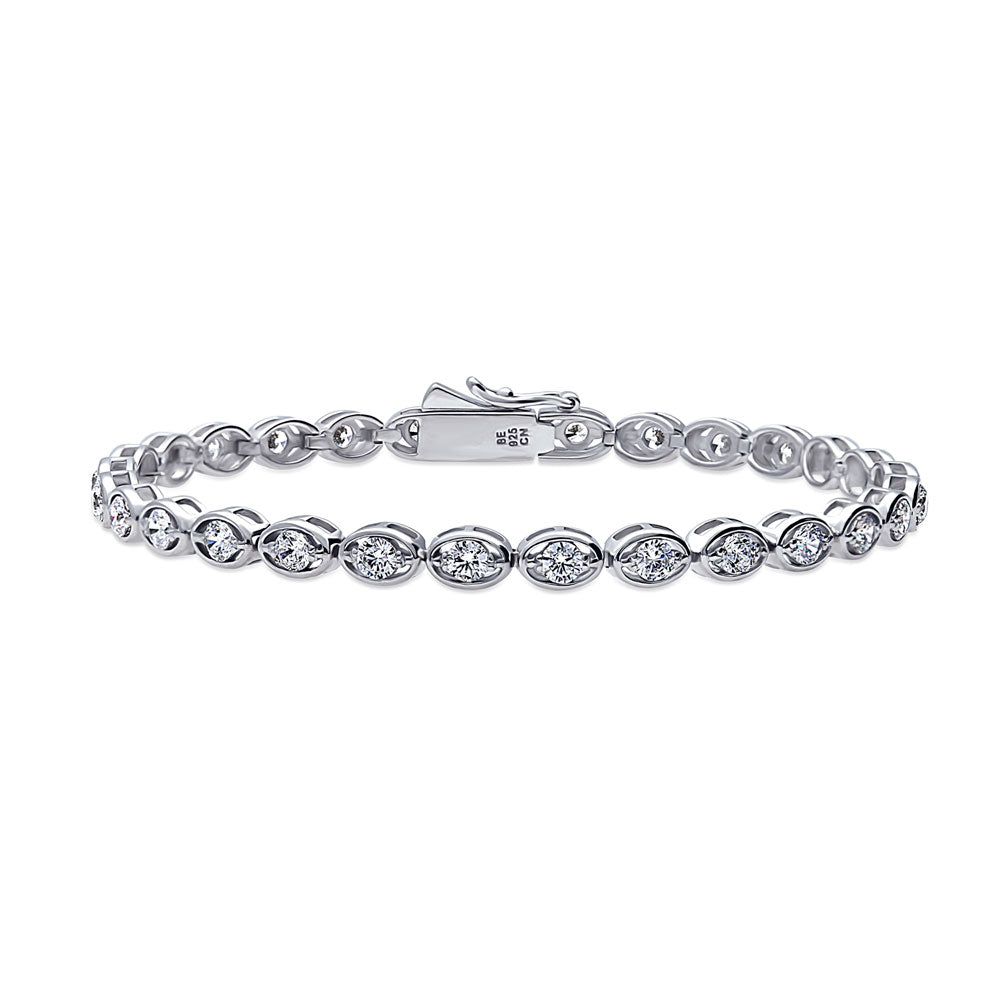 East-West CZ Statement Tennis Bracelet in Sterling Silver