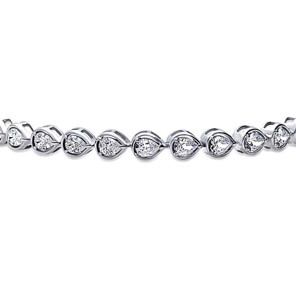 East-West Pear CZ Statement Tennis Bracelet in Sterling Silver