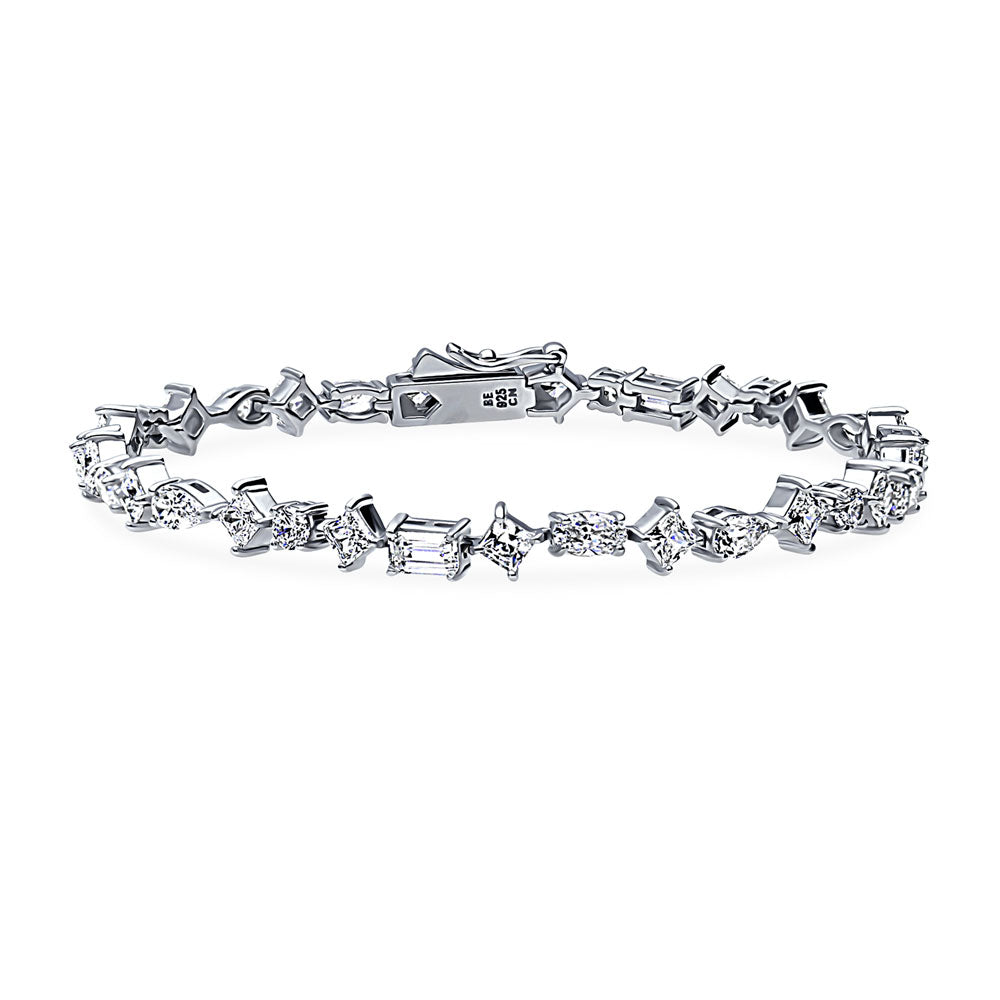 Cluster CZ Statement Tennis Bracelet in Sterling Silver