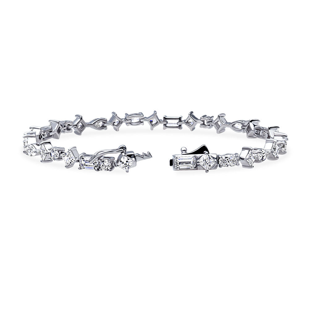 Cluster CZ Statement Tennis Bracelet in Sterling Silver