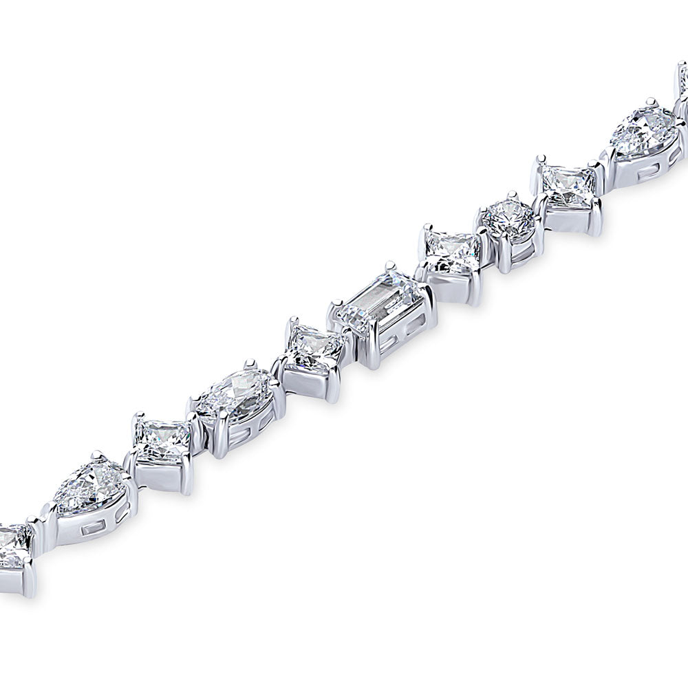 Cluster CZ Statement Tennis Bracelet in Sterling Silver