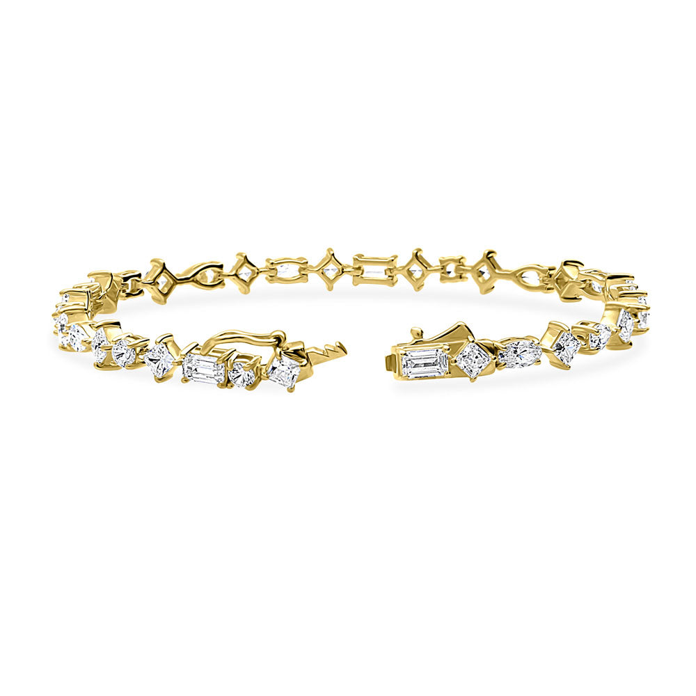 Cluster CZ Statement Tennis Bracelet in Gold Flashed Sterling Silver