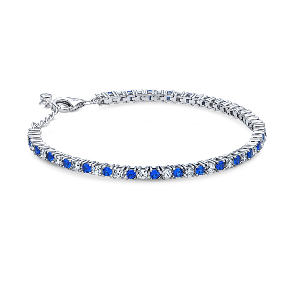 Sapphire-Blue CZ Tennis Bracelet in Sterling Silver