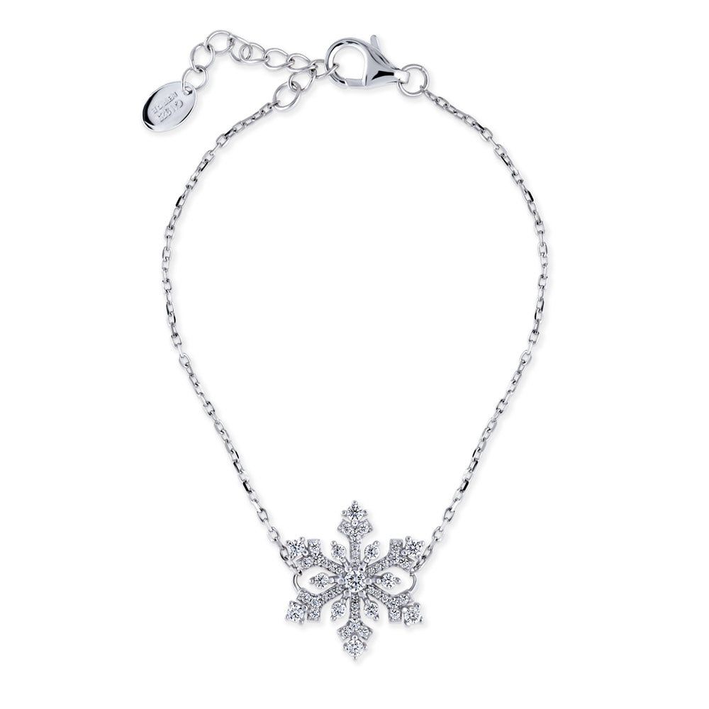 Snowflake CZ Charm Bracelet in Sterling Silver