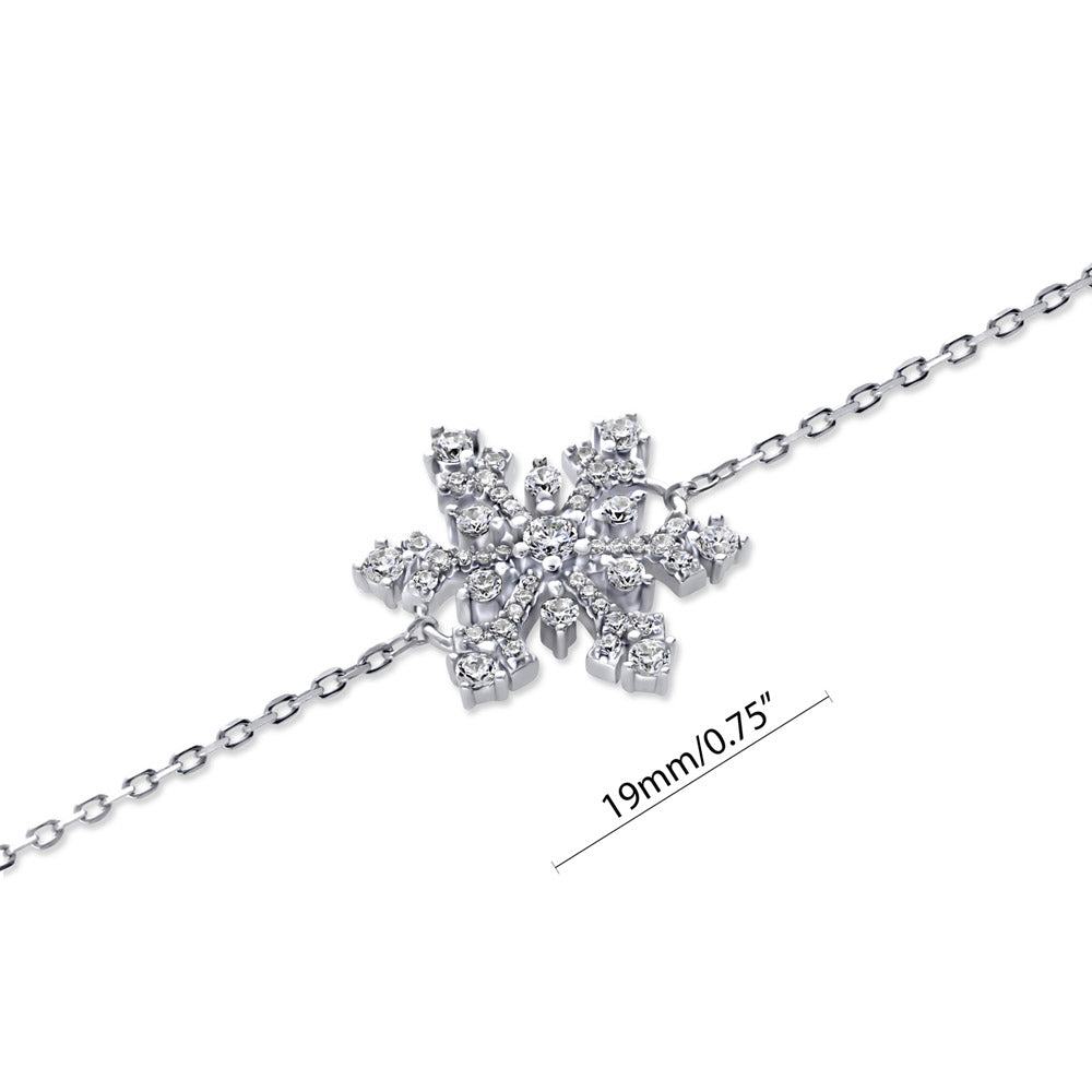 Snowflake CZ Charm Bracelet in Sterling Silver