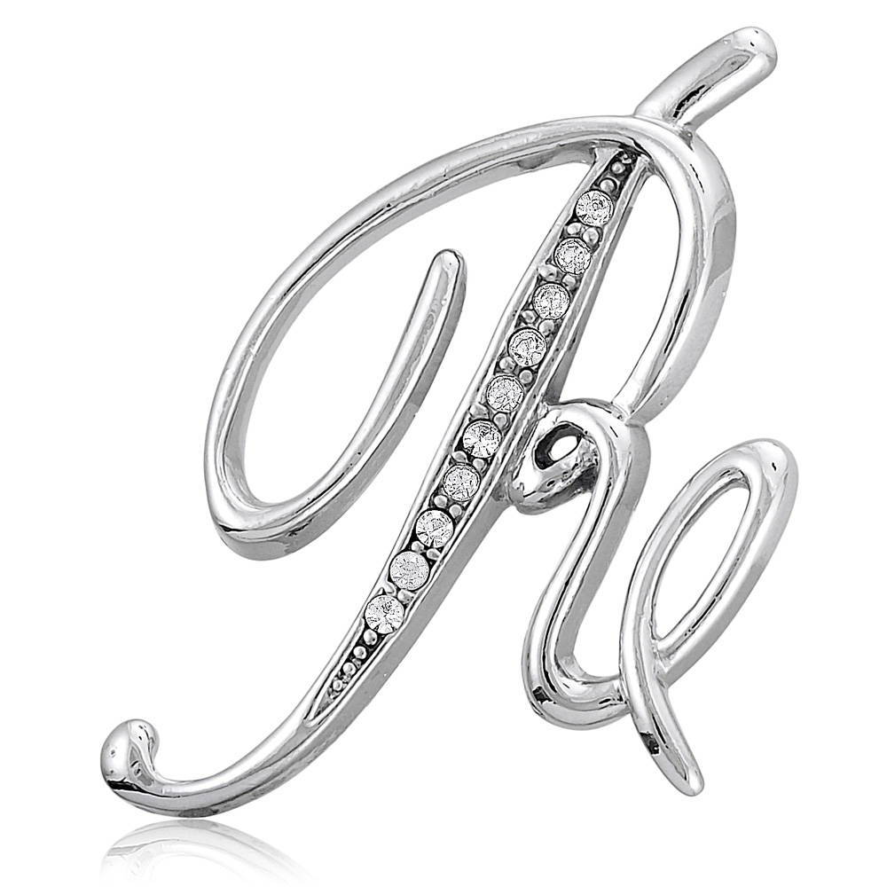 Initial Letter Pin in Silver-Tone