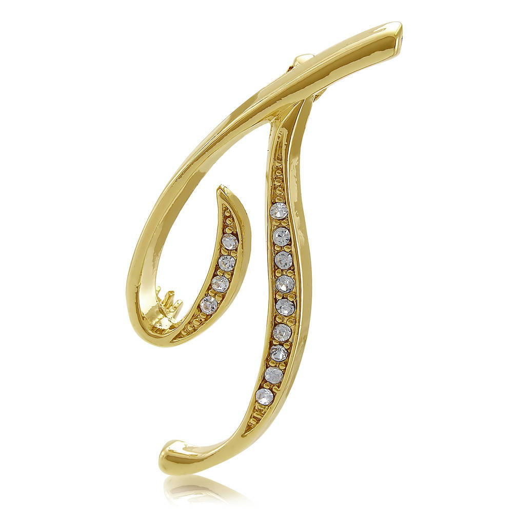 Initial Letter Pin Gold-Tone, T
