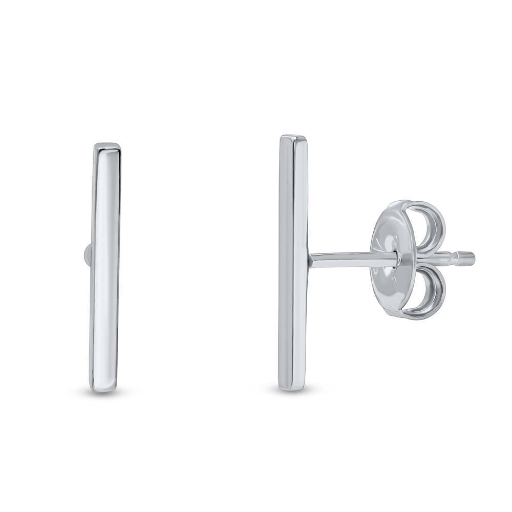 Bar Stud Earrings in Sterling Silver