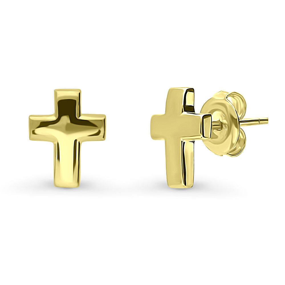 Cross Stud Earrings in Sterling Silver