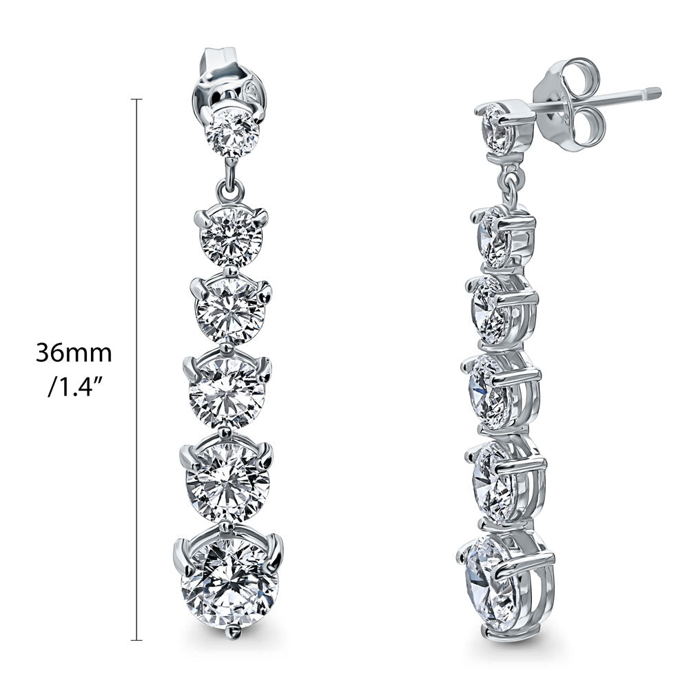 Graduated CZ Dangle Earrings in Sterling Silver