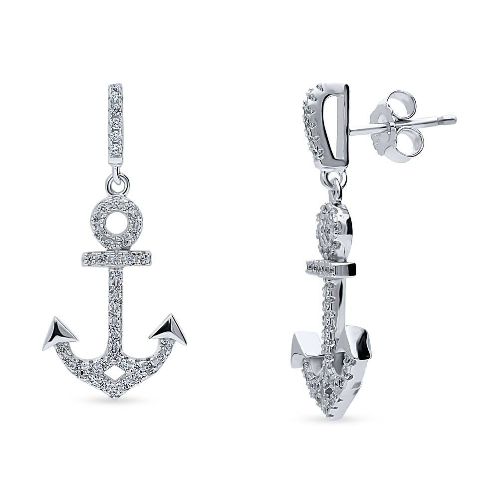 Anchor CZ Necklace and Earrings Set in Sterling Silver, 4 of 9