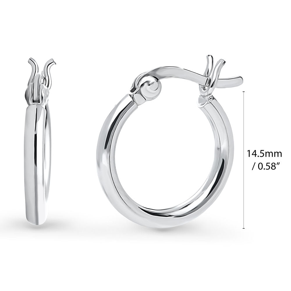 Small Hoop Earrings in Sterling Silver 0.58"