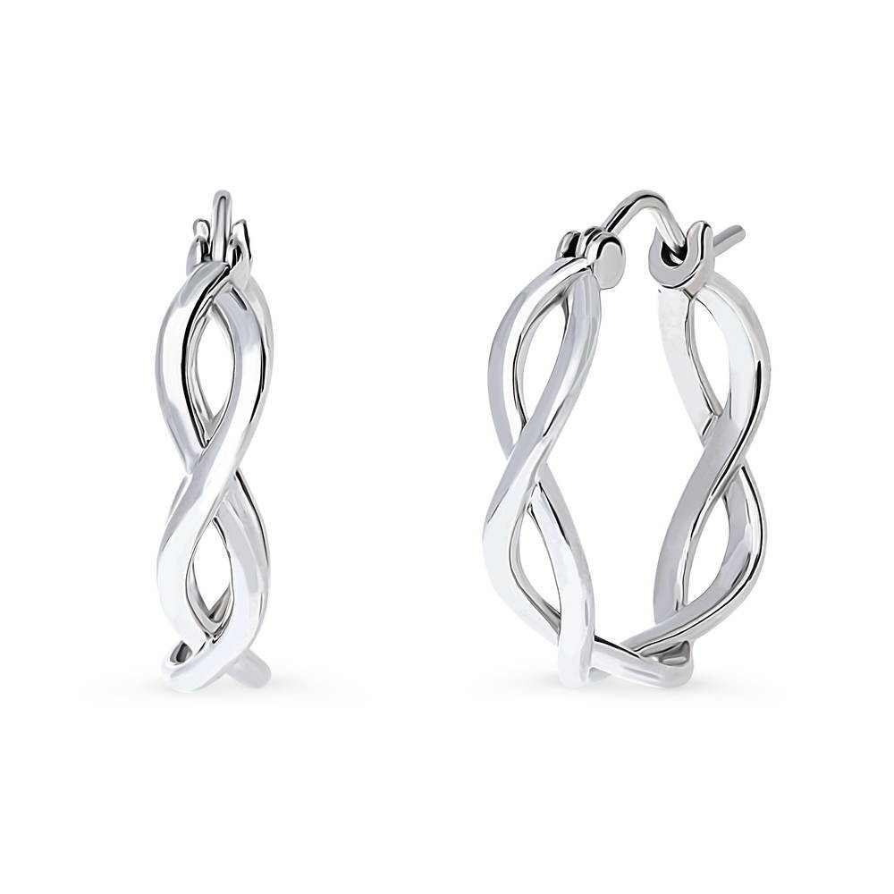 Woven Medium Hoop Earrings in Sterling Silver 0.8"