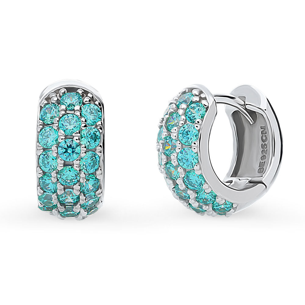 CZ Small Huggie Earrings in Sterling Silver 0.5"