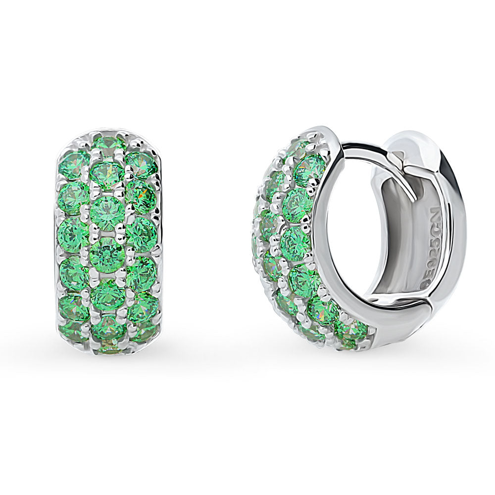 CZ Small Huggie Earrings in Sterling Silver 0.5"