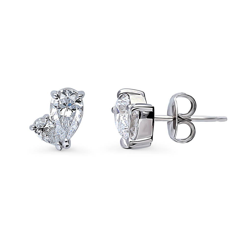 2-Stone CZ Stud Earrings in Sterling Silver