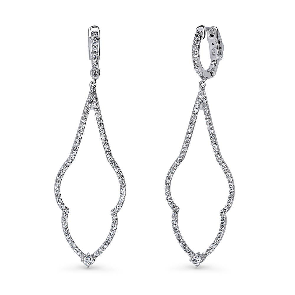 Chevron CZ Statement Chandelier Earrings in Sterling Silver