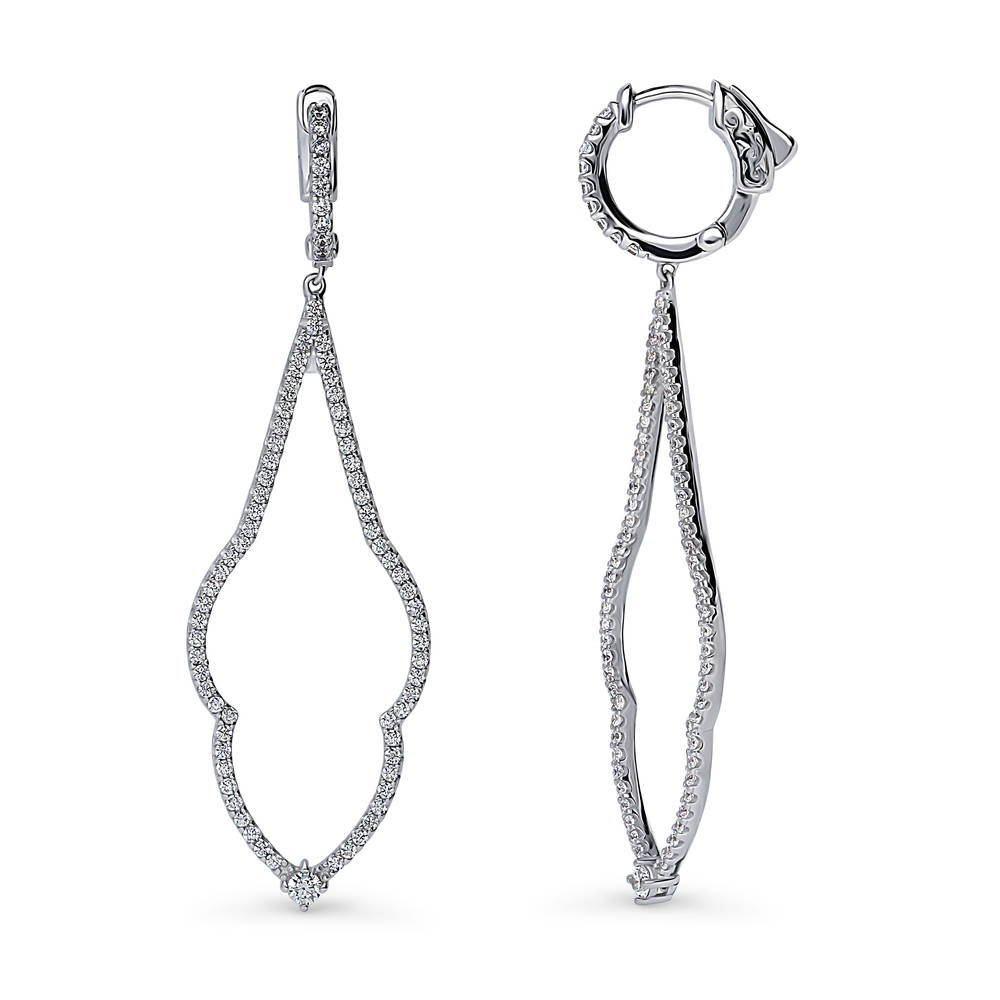 Chevron CZ Statement Chandelier Earrings in Sterling Silver