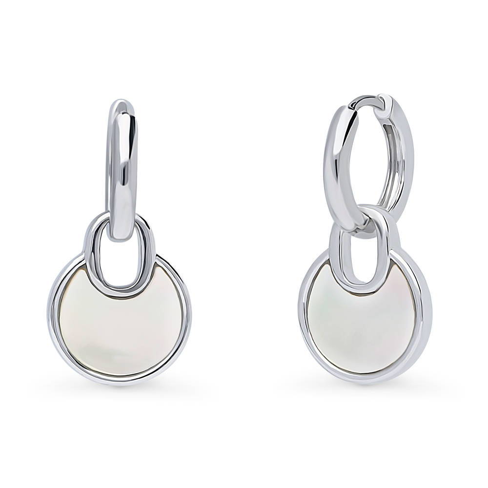 Lock Mother Of Pearl Dangle Earrings in Sterling Silver