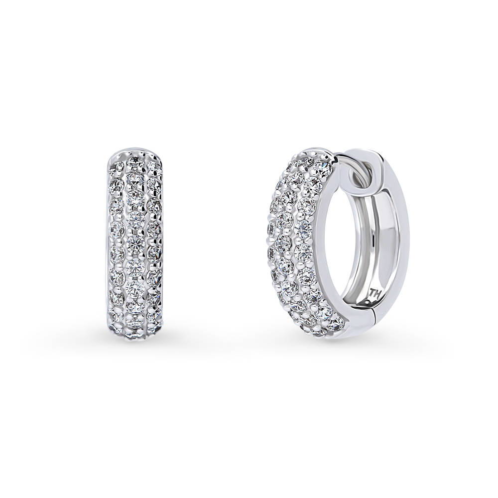 Dome CZ Hoop Earrings in Sterling Silver