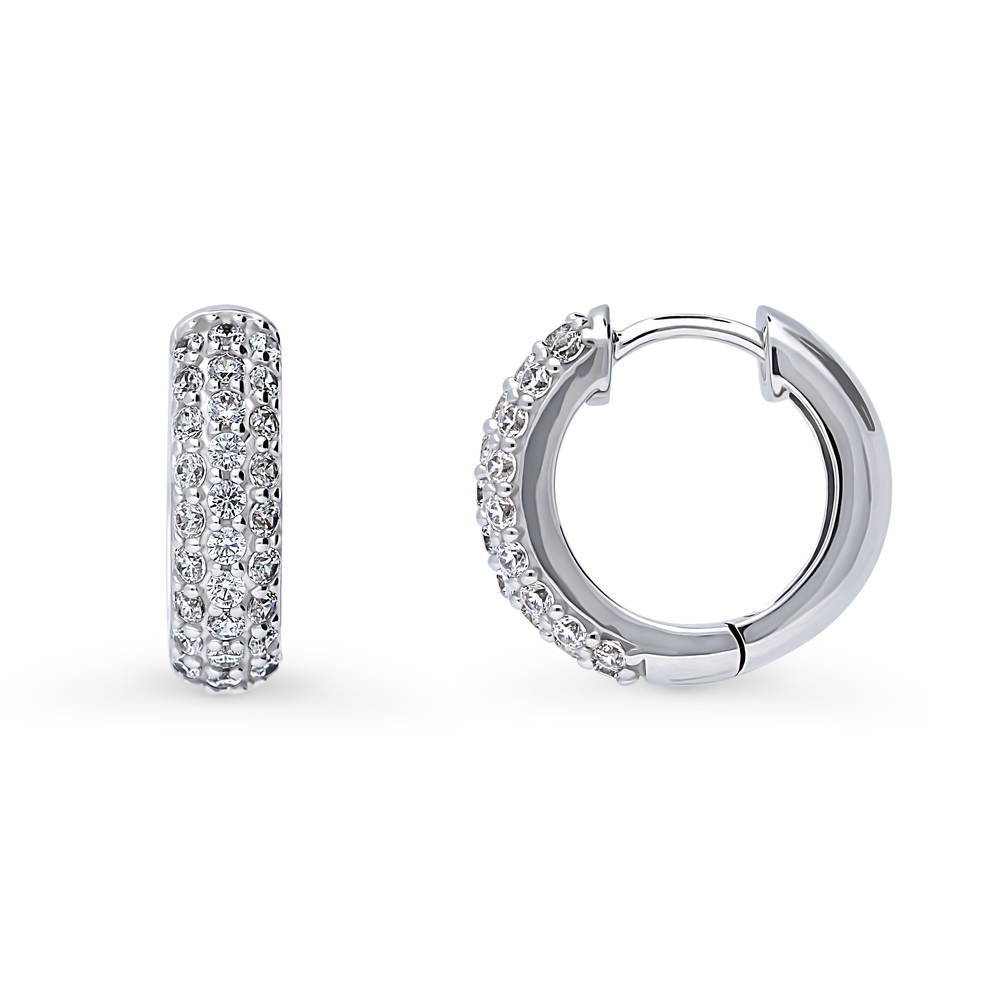 Dome CZ Hoop Earrings in Sterling Silver