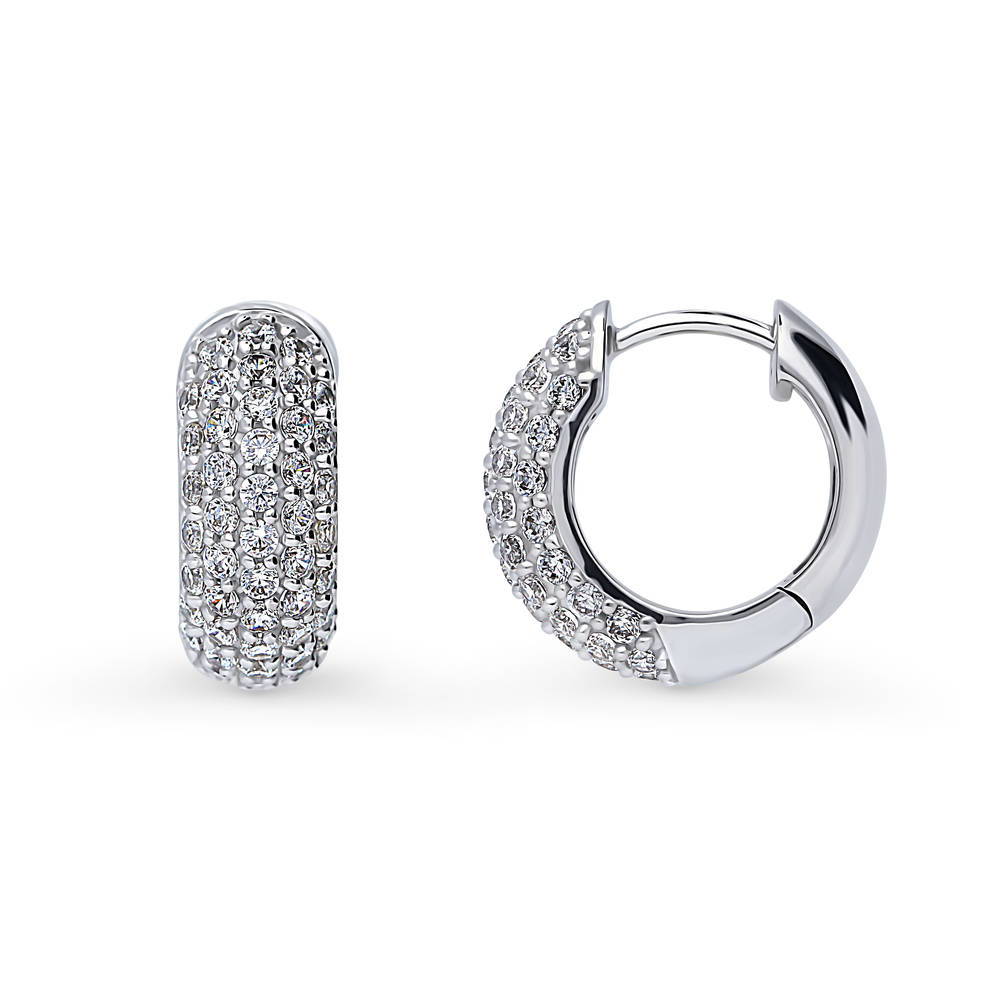 Dome CZ Hoop Earrings in Sterling Silver