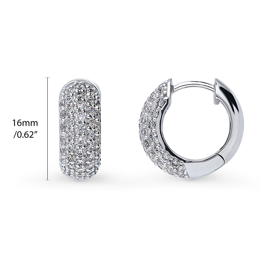 Angle view of Dome CZ Small Hoop Earrings in Sterling Silver, 0.62 inch