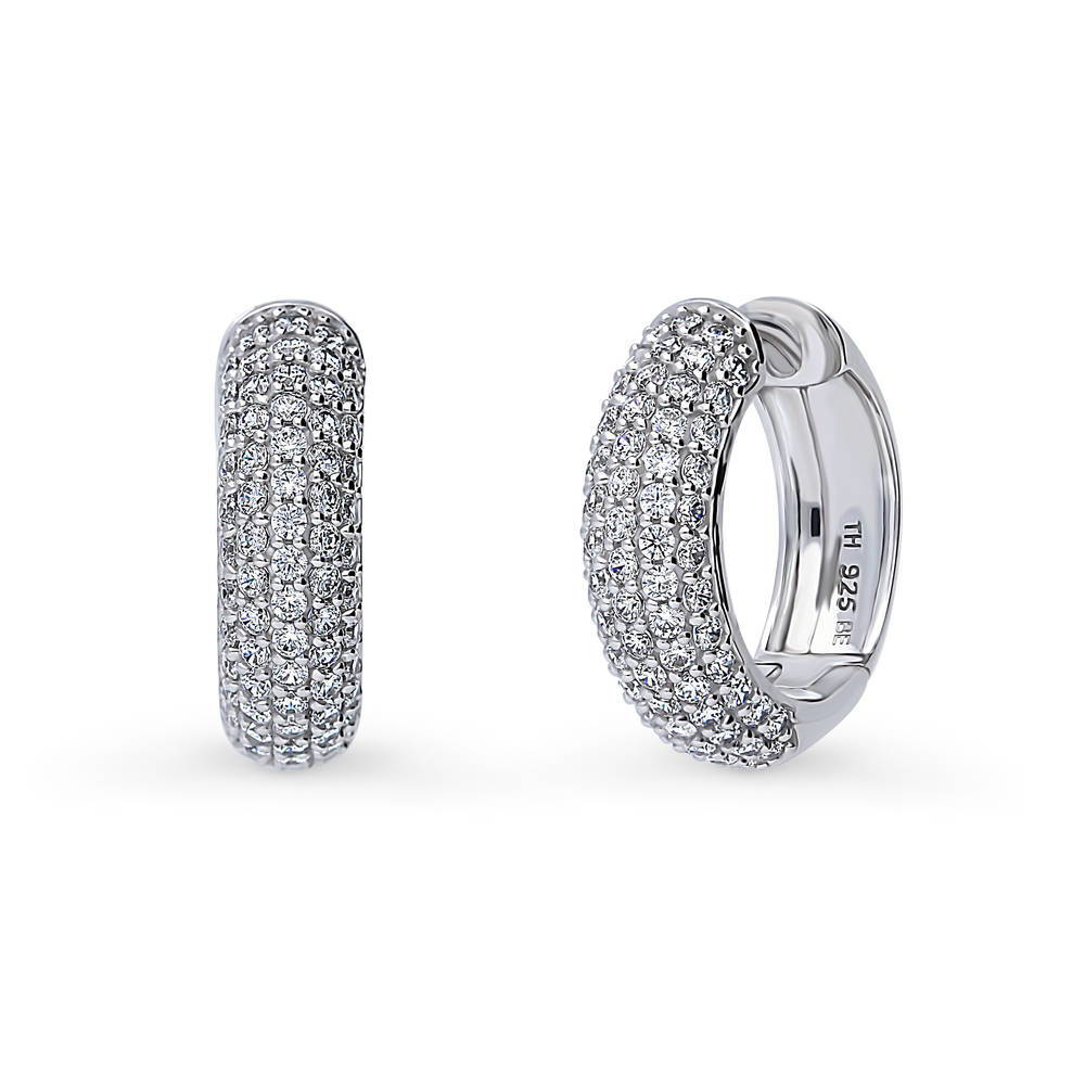 Dome CZ Hoop Earrings in Sterling Silver