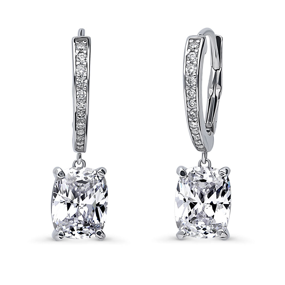 CZ Leverback Dangle Earrings in Sterling Silver