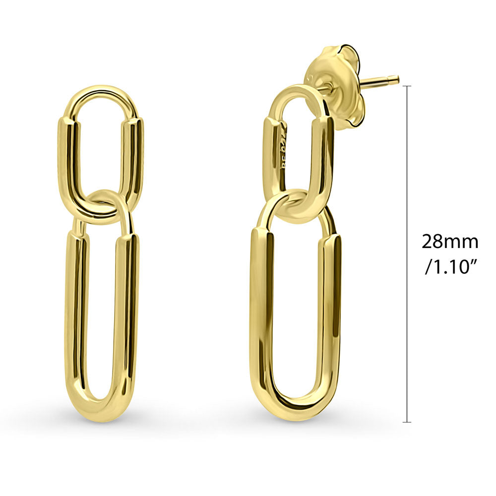 Paperclip Interlocking Dangle Earrings in Sterling Silver