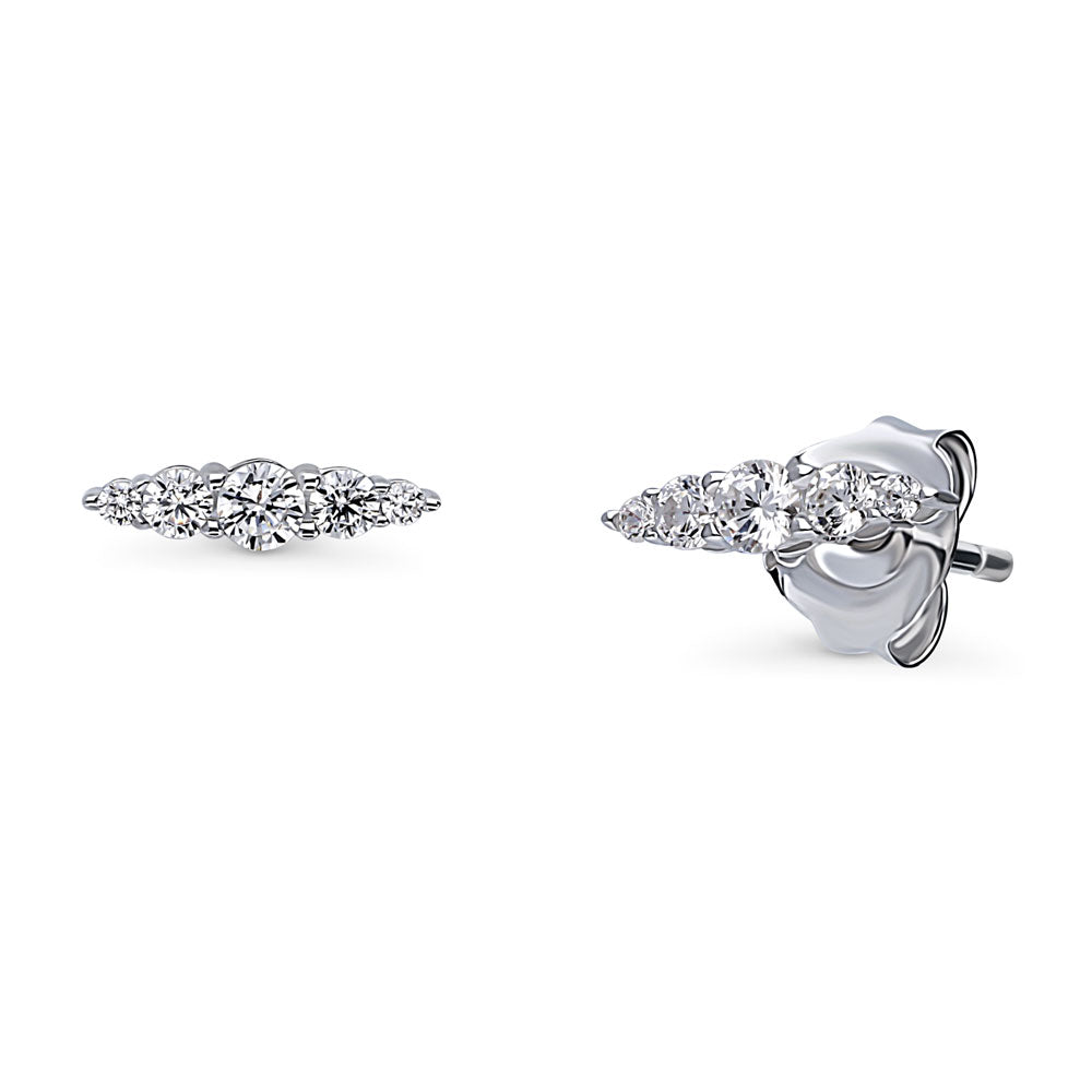 Bar CZ Stud Earrings in Sterling Silver