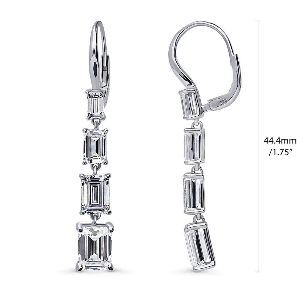 Graduated CZ Leverback Chandelier Earrings in Sterling Silver
