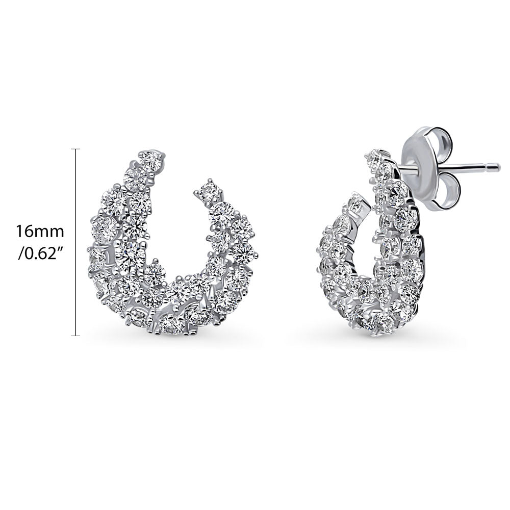 Front view of Cluster Wrap CZ Stud Earrings in Sterling Silver, 4 of 10