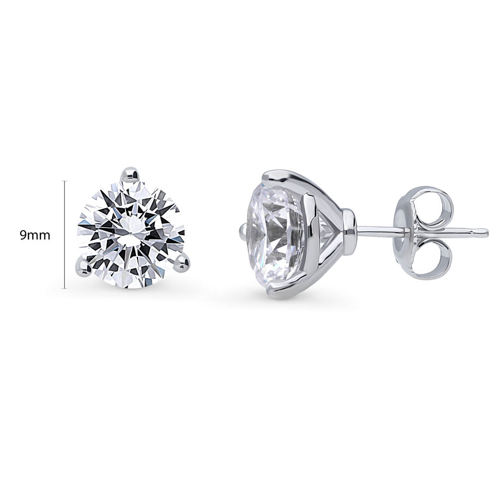 Solitaire Round CZ Stud Earrings in Sterling Silver